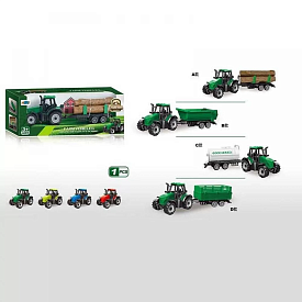 Трактор 5279-92 (240/2) розмір: 8х4.5х5 см, причеп, прогумовані колеса причепа, в коробці, ВИДАЄТЬСЯ ТІЛЬКИ МІКС ВИДІВ - 1 - smarttoys.com.ua