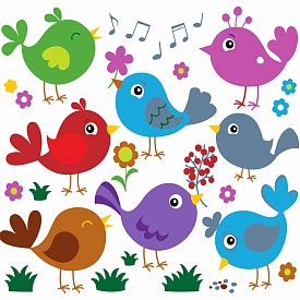 Картина за номерами Strateg ПРЕМІУМ Співочі пташки з лаком та з рівнем розміром 30х30 см (ES-0834) - 1 - smarttoys.com.ua