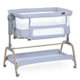 Приставне ліжко ME 1180-W INTENSE Gray з функцією заколисування,дитяче,4колеса,матрац,гойдалка,сірий - 1 - smarttoys.com.ua