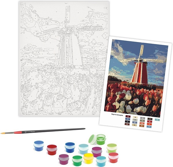 Набір-стандарт, техніка акриловий живопис за номерами, „Старий млин“, ROSA START - 3 - smarttoys.com.ua