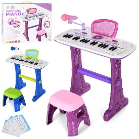 Синтезатор 8808-9 37клавіш, стільчик, мікрофон, 2 кольори, муз., USB/бат., кор., 50,5-41,5-8,5 см. - 1 - smarttoys.com.ua