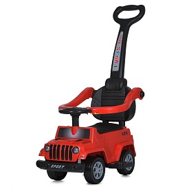 Каталка-толокар M 5902L-3 2в1 (з батьків. ручкою), муз., світло, шкіра, червоний. - 1 - smarttoys.com.ua