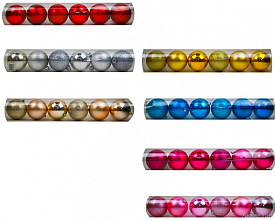 Кулі новорічні №DC-9156-7 пл. 3види у довжин. пвс трубі 6шт 7см 7кол (80)  - 1 - smarttoys.com.ua