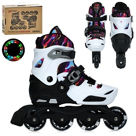 Ролики A4159-M-W (35-38) розсувні, бакля,пласт.рама,колеса 70мм,світло,зібрані,білий,кор.,39-31-13см - 1 - smarttoys.com.ua