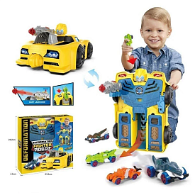 Гараж 17823 (60/2) 4 машинки, велика машина-трасформер, стріляє снарядами, в коробці - 1 - smarttoys.com.ua