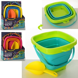 Набір для пісочниці 890-1A відерце-складане, лопатка, 3 кольори, кор., 22-25,5-7 см. - 1 - smarttoys.com.ua