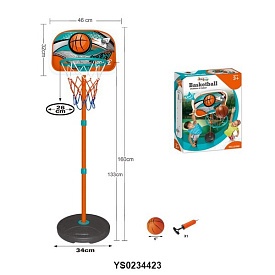 Баскетбольне кільце LQ1902 на стійці(мет.),щит(пласт.),кільце-пласт.,сітка,м'яч,насос,кор.,47-36-10с - 1 - smarttoys.com.ua