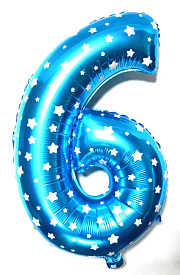 Фольгована цифра "6" блакитна, висота 65 см - 1 - smarttoys.com.ua