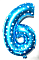 Фольгована цифра "6" блакитна, висота 65 см - 1 - smarttoys.com.ua