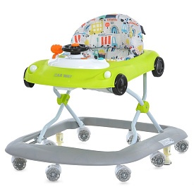 Ходунки ME 1216 CAR WAY Green-Gray музика, колеса 8шт, стопор, на бат-ці, зелено-сірий - 1 - smarttoys.com.ua