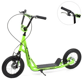 Самокат SR 2-045-3-GR дорослий, сталь, 2кол.-гума 12д., ручне гальмо, зелений, підніжка 28-11см. - 1 - smarttoys.com.ua