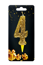 Свічка для торта  "Цифра 4" золото магічне - 1 - smarttoys.com.ua