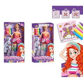 Лялька DSJ278-2 лялька з вбранням,шарнірні руки,плаття-розмальовка,фломас.6шт.мікс.кор.16-31-5см - 1 - smarttoys.com.ua