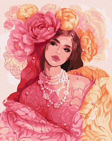 Набір для розпису по номерах. "Красуня та півонії" 40х50см - 1 - smarttoys.com.ua