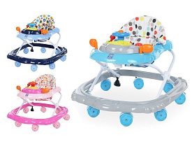 Ходунки M 3451 муз, колеса 8 шт., стопор 2 шт., 4 полож. висоти, кермо-пискавка, бат., 3 кольори. - 1 - smarttoys.com.ua