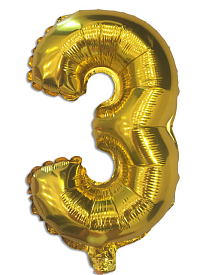 Фольгована кулька цифра "3" золото 35см Китай - 1 - smarttoys.com.ua