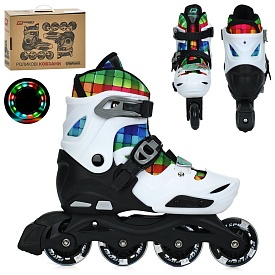 Ролики A4158-M-W (35-38) розсувні, бакля,пласт.рама,колеса 70мм,світло,зібрані,білий,кор.,39-31-13см - 1 - smarttoys.com.ua