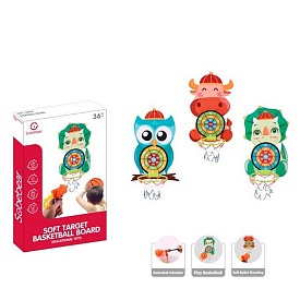 Баскетбольне кільце MR 1142 2в1(дартс),щит(картон),кільце,пістолет,м'які кулі-присоски3шт,3види,кор. - 1 - smarttoys.com.ua