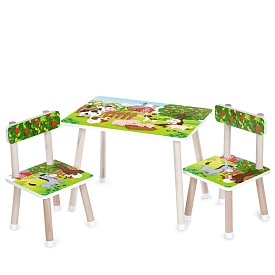 Столик M 501-16 2 стільчика, дерев'яний, ферма - 1 - smarttoys.com.ua