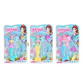 Лялька 1818A русалка-фея з крилами, сумочка, морський мешканець, 3 види, лист, 29-17-3 см. - 1 - smarttoys.com.ua