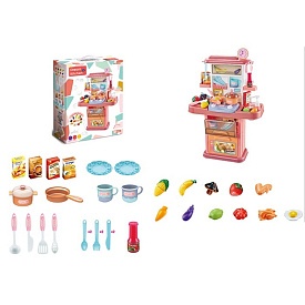 Кухня 777-8 плита, мийка-ллється вода (механіч.), посуд, продукти,муз.,світло,бат.,кор.,41-54-13,5см - 1 - smarttoys.com.ua