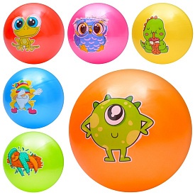 М'яч дитячий MS 3771 9 дюймів, 60г,принт(монстр,гном,жаба,сова,динозавр,лінивець),6 видів/6 кольорів - 1 - smarttoys.com.ua
