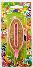 Свічка-цифра, "0" рожево-золота - 1 - smarttoys.com.ua