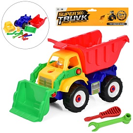 Конструктор 5435-2 на шурупах, самоскид+бульдозер, 28см, викрутка, гай ключ,кул. - 1 - smarttoys.com.ua