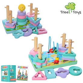 Дерев'яна іграшка Геометрика MD 2112 2 види (пірамідка/лабіринт), кор., 18-11,5-12 см. - 1 - smarttoys.com.ua