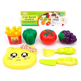 Продукти 5093-5 на липучці, картопля-фрі, овочі, виноград, дощечка, ніж, віделка, кул., 22-19-5 см.  - 1 - smarttoys.com.ua