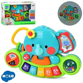 Піаніно 3135 слоник, регул.гучн., 2 режими, муз.(англ.), світло, кор., 22,5-15,5-7,5 см. - 1 - smarttoys.com.ua