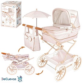 Візок 82078 для ляльки, класика, сумка, кошик, парасолька, мет., кор., 42-60-24 см. - 1 - smarttoys.com.ua