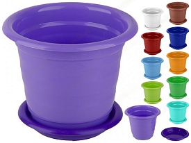 Горщик для квiтiв з пiдставкою круглий,  діам.140, V-0,7л (Мікс кольорів) - 1 - smarttoys.com.ua