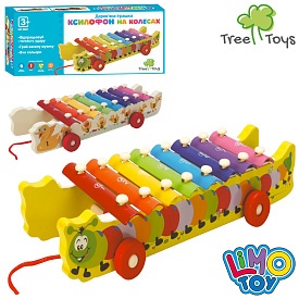 Дерев'яна іграшка Ксилофон MD 0881 8 тонів, каталка на шнурі, 2 палички, 2 види,кор., 30-13,5-7 см. - 1 - smarttoys.com.ua