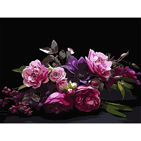 Картина за номерами Strateg Квіткова гармонія на чорному фоні 30Х40 (FH-41) - 1 - smarttoys.com.ua