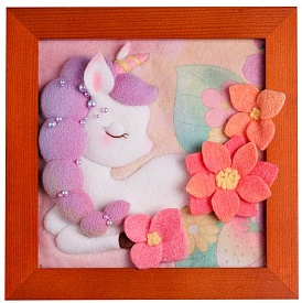 Набір для творчості YG0252 набір для валяння,картина,рамка(18х18см, дерево),єдиноріг в квітах,нитки, - 1 - smarttoys.com.ua