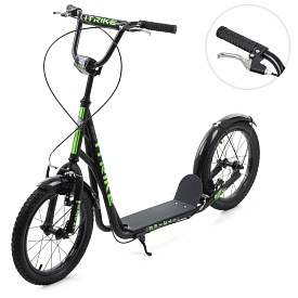 Самокат SR 2-045-2-B дорослий, сталь, 2 кол.-гума 16д, підніжка 28-11см., ручне гальмо, чорний. - 1 - smarttoys.com.ua