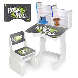 Парта N 2071-31-1 зі стільчиком, 69,5х44,5см, регул.висота 56,5/67,5см, футбол, білий - 1 - smarttoys.com.ua