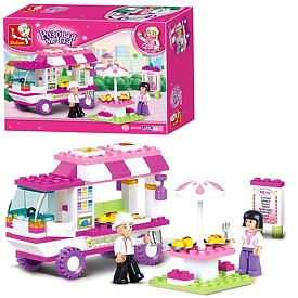 Конструктор SLUBAN M38-B0155 "Рожева мрія": кафе на колесах, фігурки, 102 дет. - 1 - smarttoys.com.ua