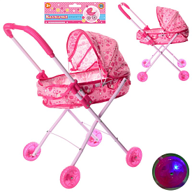 Візок M 0355 U/R для ляльки, мет., класичний, світяться колеса, кул., 27,5-60-12 см. - 1 - smarttoys.com.ua