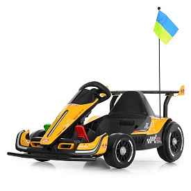 Електрокарт M 6322EBLR-6 радіо/к 2,4G,2мотори150W, 1акум24V14AH, EVA, музика, світло, шкіра, жовтий - 1 - smarttoys.com.ua