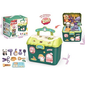 Набір ігровий «грумер» 2201-6 2в1 (валіза, стіл), панда, фен, ножиці, аксесуари, кор.,19-16,5-13,5см - 1 - smarttoys.com.ua
