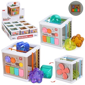 Гра 8025-1B куб,бізікуб,грані-резинки,шестерні,піаніно,3 фігурки,2 кольори,муз.,світло,9шт. в диспл. - 1 - smarttoys.com.ua