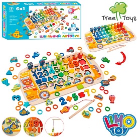 Дерев'яна іграшка Багатофункціональна Досточка MD 1949 (22шт) рамка-вклад (цифри/фігурк), кільця, кор, 44-23-5см - 1 - smarttoys.com.ua