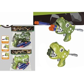 Автомат 317 динозавр, м'які кулі-присоски 4 шт., 2 кольори, кул., 19-17-5 см. - 1 - smarttoys.com.ua