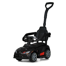 Каталка-толокар M 6129EL-2 батьківська ручка, шкір. сидіння, EVA, MP3, USB, TF, муз., світло, чорний - 1 - smarttoys.com.ua