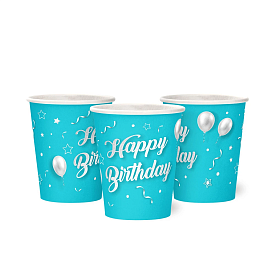 Набір стаканчиків "Happy Birthday" кульки на блакитному 10 шт - 1 - smarttoys.com.ua