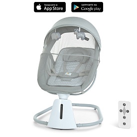 Заколисуючий центр-шезлонг 8016 пульт, APP, USB, таймер, москіт. сітка, іграшки, муз., світло-сір. - 1 - smarttoys.com.ua