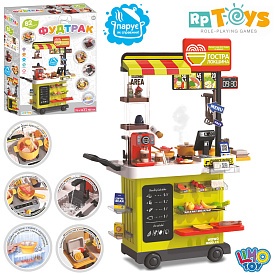 Магазин 889-281 фаст-фуд,прилавок,плита,мийка-ллється вода,каса,продукти,82дет,.муз,світло,бат.,кор. - 1 - smarttoys.com.ua