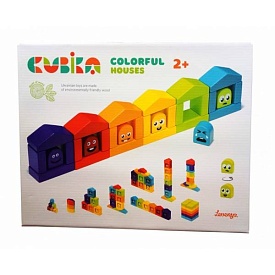 Деревяний конструктор "Кольорові будиночки" - 1 - smarttoys.com.ua
